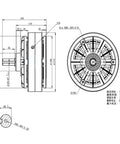 Technical diagram of DC 24V Single Shaft Magnetic Powder Brake 0.6Kg To 10Kg Torque with alloy body dimensions and specifications.