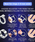 Ring Size Adjuster Kit For Loose Rings With Wide Bands 3 To 8mm Fits Thick Bands Includes 6 Spiral Guards And 6 Pad Guards