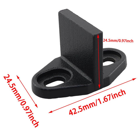 Heavy Duty Sliding Barn Door Anti Swing Stoppers With Screws Set Of 2 In Black, durable carbon steel, product dimensions labeled