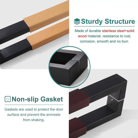 Double Sided Door Pull Bar Handle For Sliding Doors And Gates, Tough As Nails, Interior Exterior Use, Stainless Steel And Wood