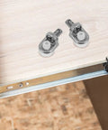 24 Pack Zinc Alloy Shelf Pegs and Pins for Wardrobe and Cabinet shown on wood shelf