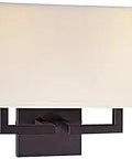 Two Light Bronze Wall Sconce With Off White Glass For Indoor Lighting, Dimmable With Compatible Bulbs And Dimmer, ETL Approved In US, 16 Inch Wide By 11 Inch High By 7 Inch Extension, Bulbs Not Included