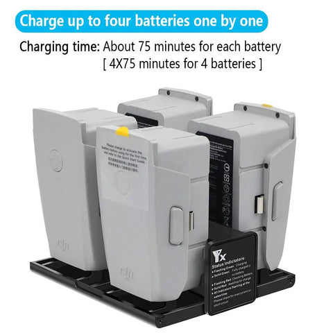 4 In 1 Foldable Battery Charging Hub With Digital Display for DJI Air 2S and Mavic Air 2 Drones showing four battery slots