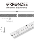 Piano hinge, 48-inch long by 1-inch wide, stainless steel with screws included