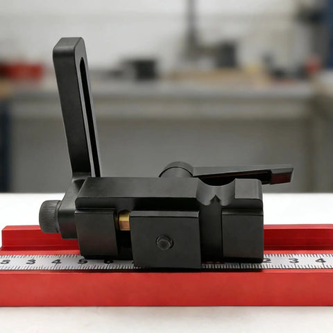 Aluminum Stop Block for Miter Track and 45 Type Positioner, Sliding Block for Precise Woodworking on ruler in workshop