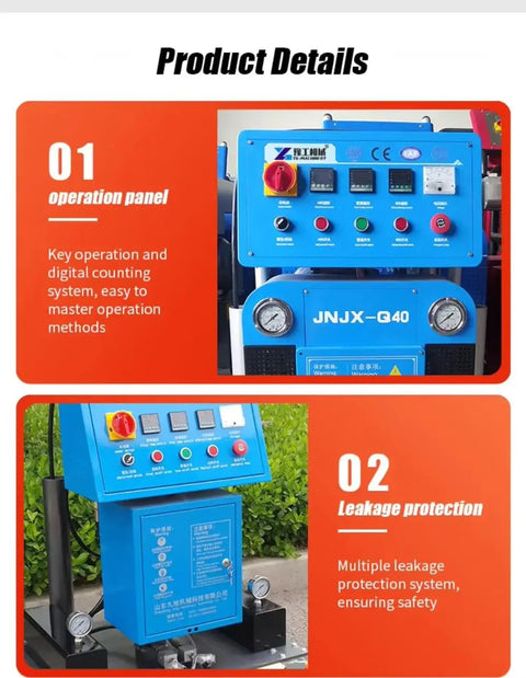 Pro Grade Polyurethane Foam Spray Gun Kit For Airless PU Insulation Equipment With High Pressure System control panel and safety features