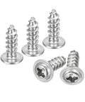 Premium 50 Piece Pack ST4 X 12 Millimeter Phillips Pan Head Self Tapping Screws With Washers, silver 304 stainless steel screws.