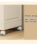 Heavy Duty Plastic Storage Bins With Secure Lids And Smooth Gliding Wheels Foldable Stackable Boxes showcasing 360-degree wheel design.