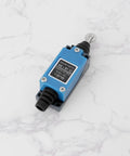 Two Pack ME-8112 Roller Mini Limit Switches 250V 5A Micro Switches with blue plastic housing and metal roller component.