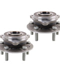 Front Wheel Bearing And Hub Assembly Set For Jeep Grand Cherokee L And Grand Cherokee 2021 To 2024 Two Piece Kit With Driver And Passenger Sides OE Quality Drop In Ready And DIY Video Guides, metal components, front view.