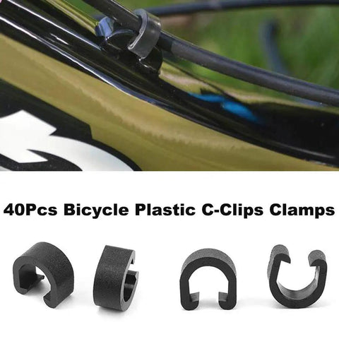 40 Pcs Plastic Bicycle C Clips Clamps For Cable Housing Guides 8 Mm Inner Diameter Fits MTB Road Folding City Bikes on frame