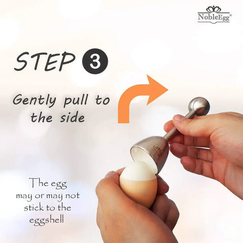 Hands using Egg Topper Opener Tool With Vibration Cut For Soft Boiled Eggs, Easy Peasy To Use Shell Cutter To Remove The Top.