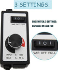 Close-up of Inline Router Fan Speed Controller For AC Brushed Motors, 120V, 500W-1800W Power, 3-Setting Variable Off Full Switch