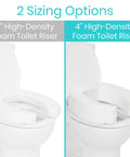 2 Inch Toilet Seat Riser For Seniors With Universal Fit, Raised Toilet Seat Cushion Made From High Density Foam For Elongated And Standard Seats, Firm Handle, Cushioned And Padded Lift For Easier Sitting And Standing, Elevated Handicap Bathroom Aid