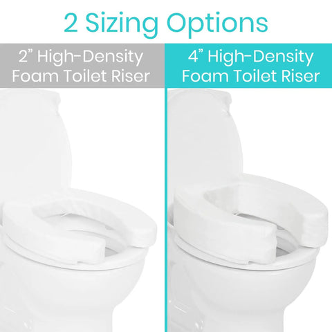 2 Inch Toilet Seat Riser For Seniors With Universal Fit, Raised Toilet Seat Cushion Made From High Density Foam For Elongated And Standard Seats, Firm Handle, Cushioned And Padded Lift For Easier Sitting And Standing, Elevated Handicap Bathroom Aid