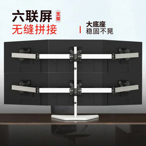 Premium Heavy Duty Quad Monitor Desk Mount For Multi Screen Workstation Setup featuring four monitors mounted securely.