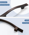 Close-up of 10 Pack 3 Inch Hole Center Cabinet Handles Oil Rubbed Bronze Bridge Design Zinc Alloy Drawer Pulls showing smooth design.