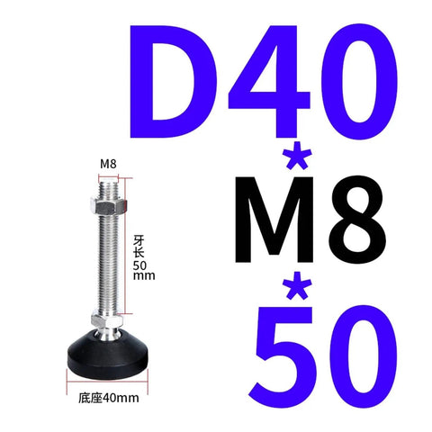 Tough As Nails Adjustable Furniture Leveling Feet With Swivel Articulating Base Pads Secure Grip For Uneven Floors Carbon Steel And Nylon Construction Set Of 4 M8 Threaded Pads with measurement details.