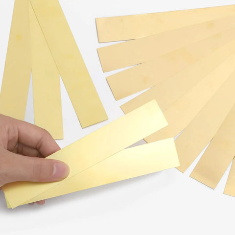Handy Brass Shim Stock Set Pack Of 10 Strips 1 Inch Wide By 6 Inches Long 0.006 Inch Thick Flexible Brass Sheets for various uses