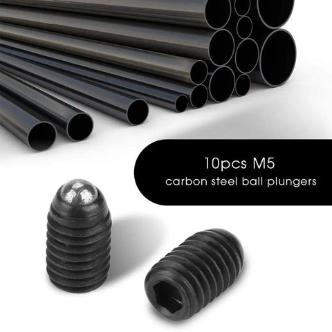 10 Piece M5 Ball Plunger Set With Hex Socket Spring Plungers, Carbon Steel, Pro Grade Heavy Duty Build, Easy Install, M5x8 Threaded Plungers