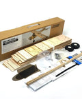 RC Balsa Airplane Kit Piper Cub J3 Laser Cut 46 Inch Wooden Model Planes to Build for Adults DIY Unassembled with parts displayed