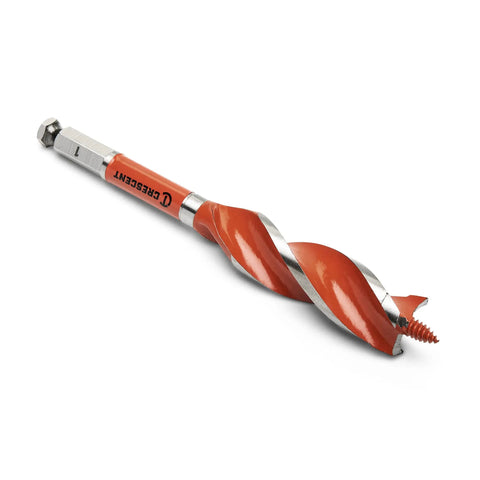 Solid Auger Drill Bit For Woodworking Seven Point Five Inch By One Inch With One Quarter Inch Quick Release High Speed Steel