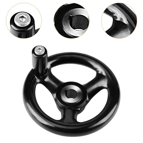 Round Hand Wheel With Revolving Handle For Lathe And Mill Three Spoke Spare Part Easy To Install Durable Bakelite And Metal Construction