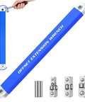 Heavy Duty Offset Extension Wrench Set Featuring Chain Drive Mechanism And Zero Degree Swing Arc with a blue design and various sockets.