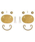 Oval Brass Drawer Pulls Set Of 2 4 Inch Cabinet Handles With 60mm Center To Center Bore, antique finish, hardware pieces displayed.