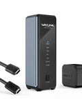 Tool Free Dual Nvme Usb4 Enclosure Packing Killer 40Gbps Transfer Speeds For M Key Ssd Drives, sleek design with USB cables and charger.