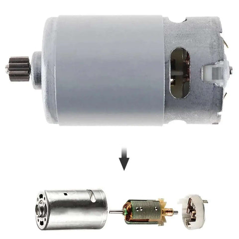 Banger RS550 Micro DC Motor Packed With A Beefy 11 Tooth Gearbox That Cranks Out A Massive 27500 RPM On 18V For Your Cordless Drill And Screwdriver Rig Projects showing motor and detailed internal components.