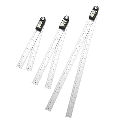 Hardcore Stainless Steel Digital Protractor With Bold Lcd Screen For Spot On 360 Degree Angle Measuring In Construction And Woodworking Gonna Help You Nail Every Cut Perfectly, showing three sizes.