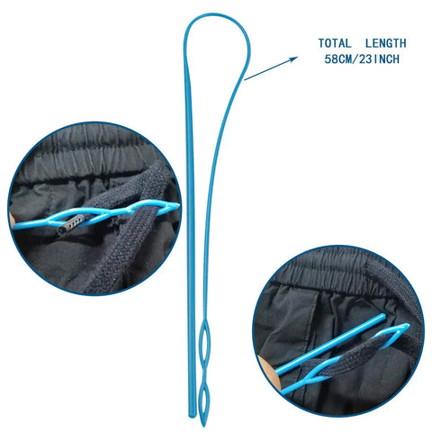Blue Flexible Drawstring Threader Tool 23 Inch Easy Threading Replacement For Jackets Swim Trunks Pants Sweatpants Shorts Hoodies