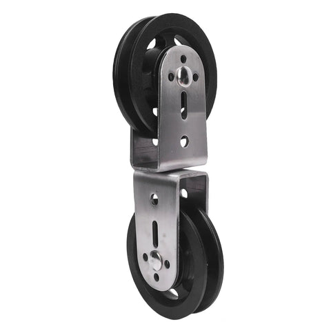 Dual Swivel Pulleys With 360 Degree Rotation For DIY Home Gym Cable Machines Silent Bearing Groove Wheel Pull Down Attachment Quiet And Smooth Resistance For Weight Lifting And Cable Workouts, black steel