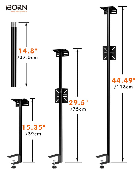 Deck Bird Feeder Pole Mount Kit With C Clamp For Railings And Outdoor Use 3In1 Adjustable Bracket Universal Deck Mount Poles Fits Smart Feeders And Bird Houses Includes Pole Top And Side Brackets