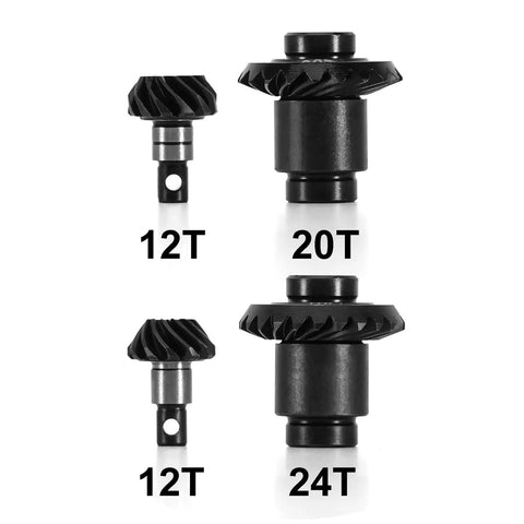 Beefed Up 12/24T Steel Alloy Stock Gear Set And 12/20T Overdrive Helical Gear Kit for 1/24 Scale RC Cars FCX24 FCX18 Upgrade