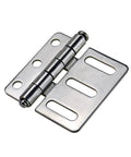 Stainless Steel Asymmetric Waist Hole Linkage Door Hinge For Industrial Equipment Cabinets And Heavy Duty Gates Built Like A Tank With Rock Solid Durability And Smooth Heavy Swinging Includes One Piece, close-up view.