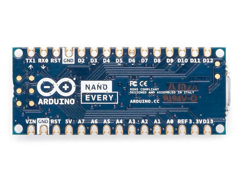 Top view of Dope Ultra Compact Nano Every Microcontroller Board with ATmega4809, 48KB Flash, 6KB SRAM, 20 digital IO, 8 analog inputs.