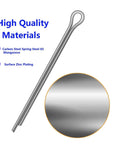 Heavy Duty Cotter Pin Assortment Kit With 555 Steel Cotter Pins, Clips And Fasteners, single steel pin with material details