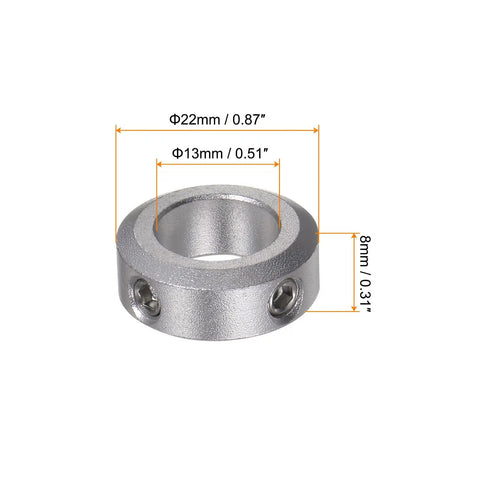 13mm Bore Aluminum Shaft Collar With Set Screw 22mm Outer Diameter And 8mm Width Heavy Duty Anodized 6061 Aluminum Alloy