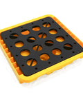 Heavy Duty Modular Spill Containment Pallet With Drain And Grating, Stackable Platform With Forklift Pockets, 2300 Lb Capacity