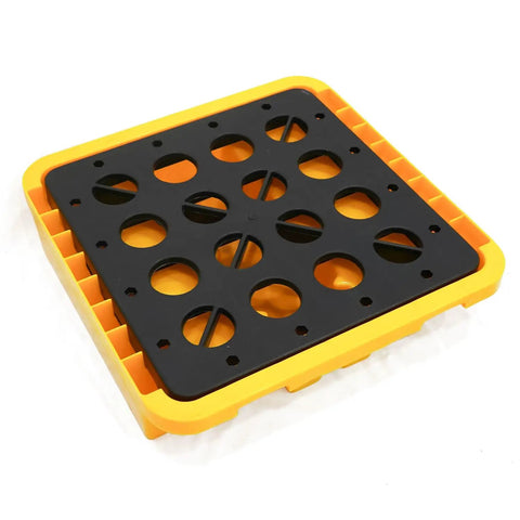 Heavy Duty Modular Spill Containment Pallet With Drain And Grating, Stackable Platform With Forklift Pockets, 2300 Lb Capacity