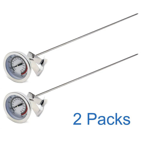 15 Inch Turkey Fryer Thermometer With Pot Clip 2 Pack 2 Inch Dial Candy Thermometer Stainless Steel Clip Deep Fry Oil Thermometer For Frying And Cooking Beef And Meat In Tall Pots The Go To Kitchen Workhorse