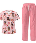 Dachshund Print Scrubs Set For Women All Day Comfort Tops And Pants Multi Profession Nurse Uniform Perfect For Nurses Dental Hygienists