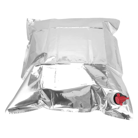 5 Pack Foldable Water Storage Bags With Spigots For Camping And Adventure, 15L Portable Drinking Water Bladders in silver, spigot visible