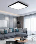Two Pack 12 Inch 24W Flush Mount LED Ceiling Light Square Black 5000K Daylight, 3200 Lumens in modern living room
