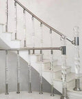 Totally Sleek And Built Tough Clear Acrylic Balusters For Deck Railing Transparent Stair Spindles With Heavy Duty Adjustable Metal Brackets Next Level Crystal Banister Posts 25 Pack 37 Inch on modern staircase.
