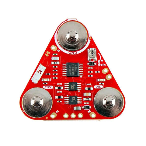 Wearable EMG Muscle Sensor For DIY Projects And Research, Easy Electrode Setup, Read Muscle Activity From Output Voltage, Real Time Biohacking And Prototyping Tool For Muscle Analysis And Fitness Tech Not For Medical Diagnosis, red PCB