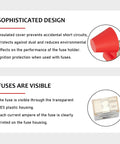 Heavy Duty 200A Battery Terminal Fuse Block Kit Waterproof 58V Fuse Mount shows insulated cover and visible fuse in PES housing.