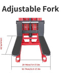 Rock Solid Electric Pallet Stacker With 3300 Lbs Load Capacity And 118 Inch Max Lift Height featuring adjustable steel forks for material handling.